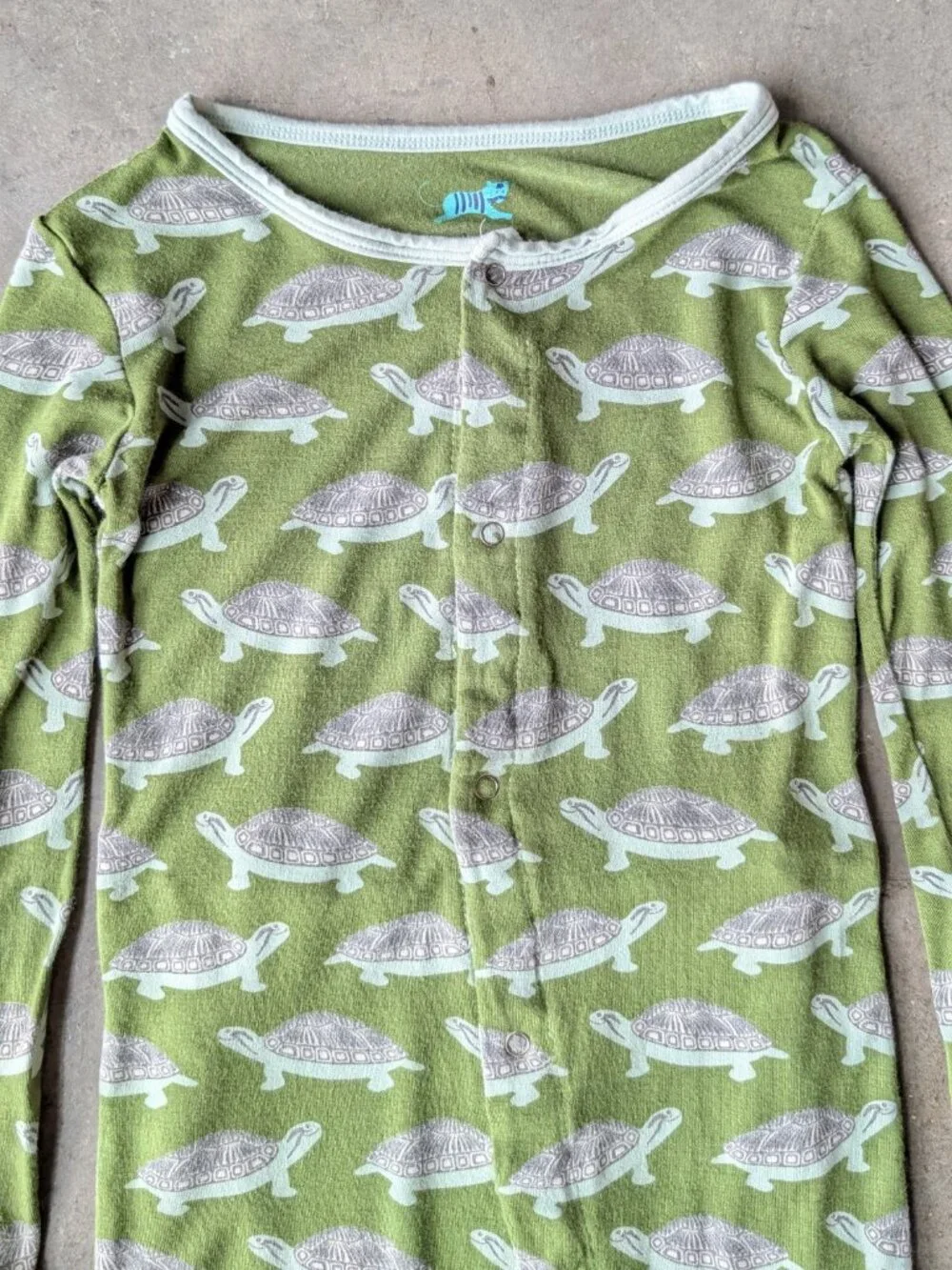 Catch a Tiger by Kickee Pants Green Turtle Print Bamboo One Piece Pajamas size 5